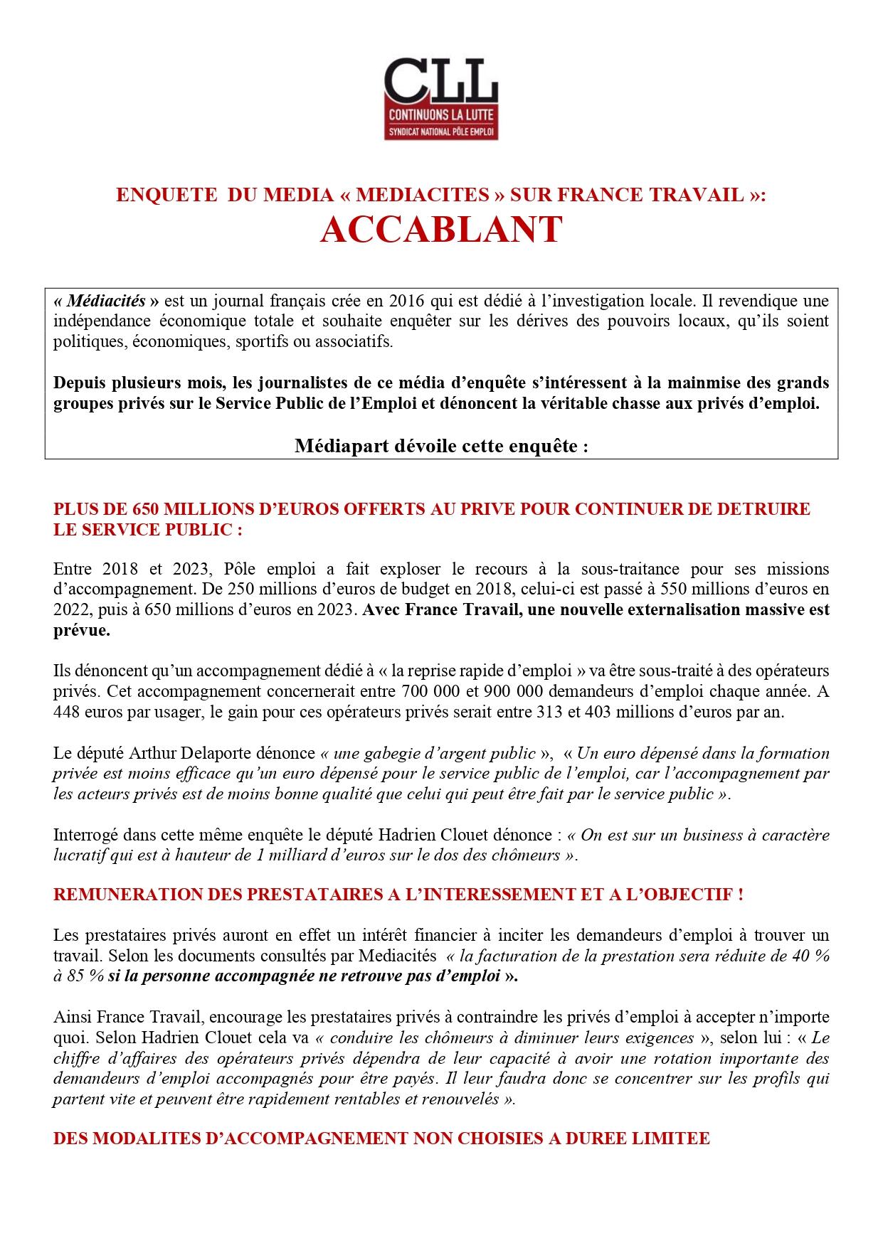 Enquete accablante sur france travail page 0001