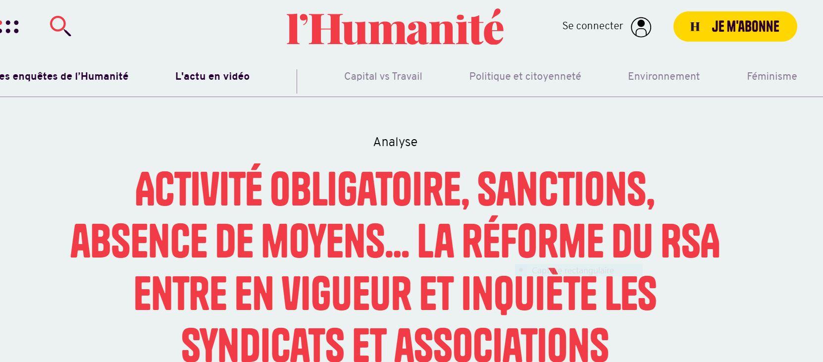 Humanite reforme rsa 2 01 25