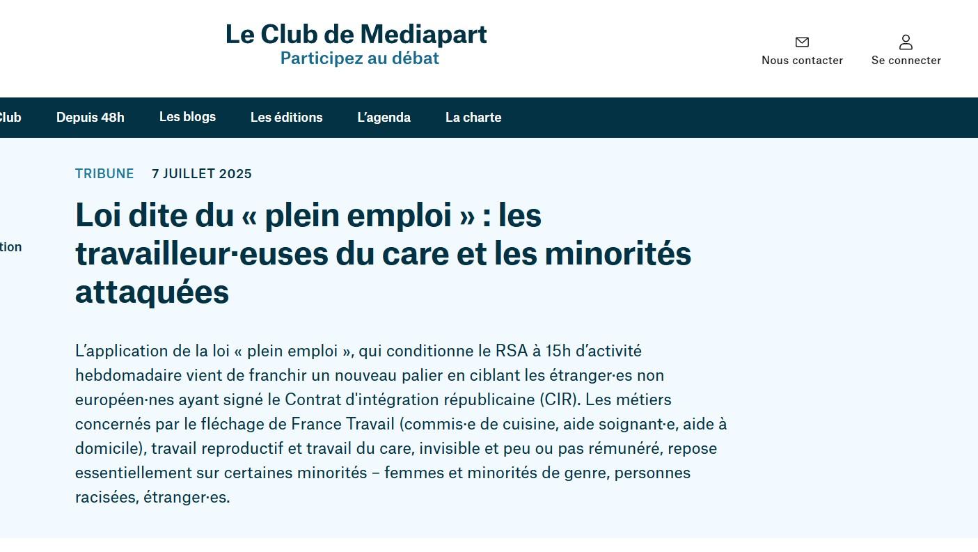 Mediapart loi plein emploi care