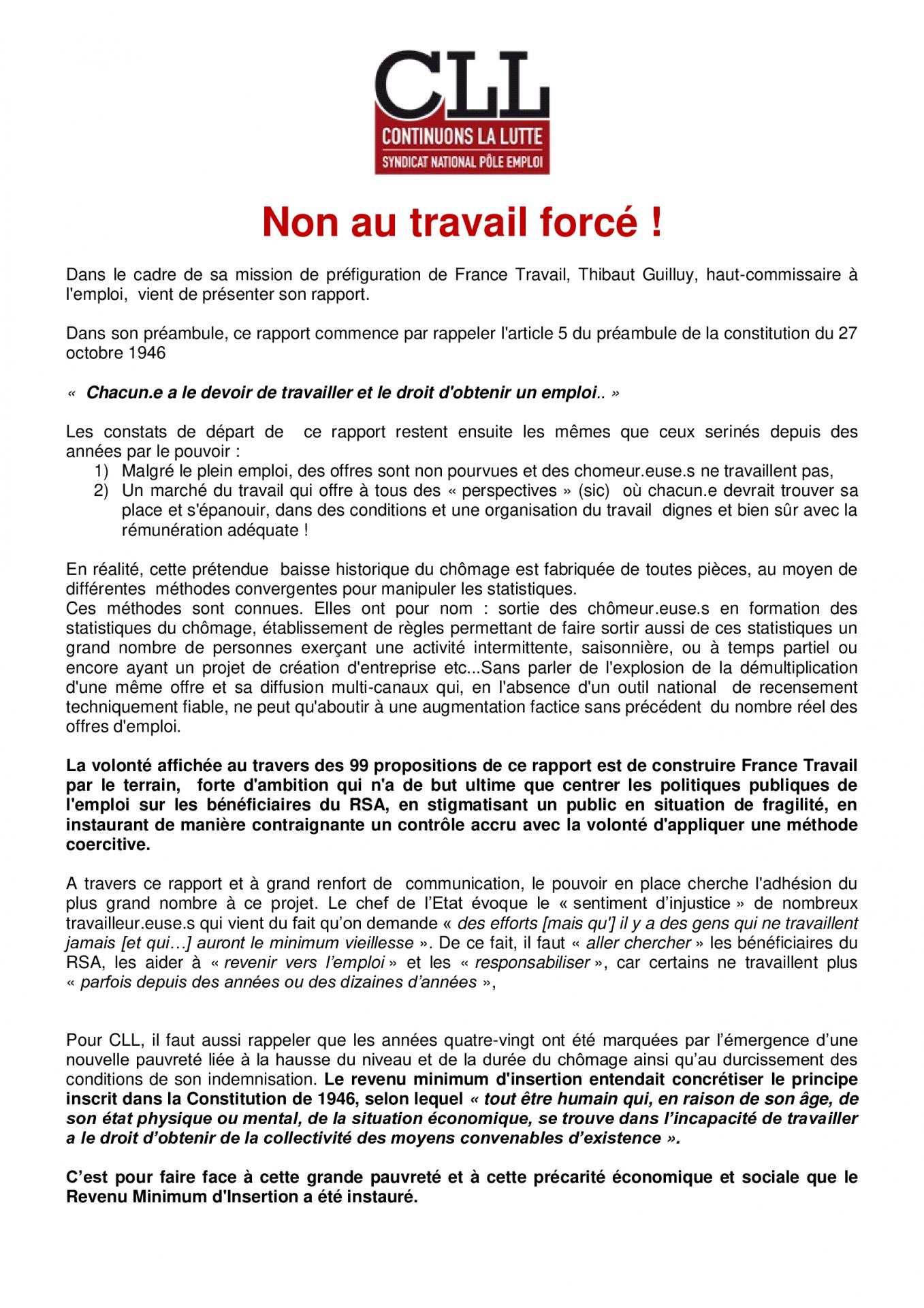 Non au travail force p1
